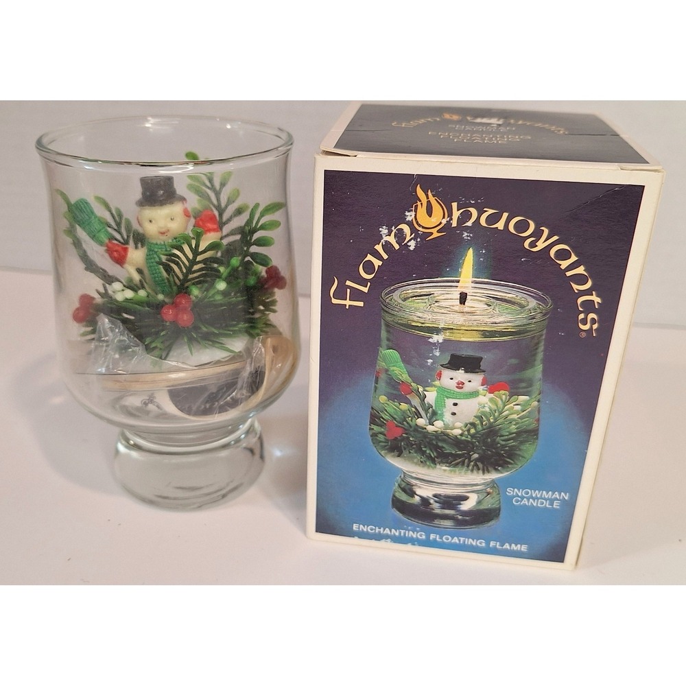 Vtg Floating Candle Xmas Snowman Flam Buoyants Flame New In Box